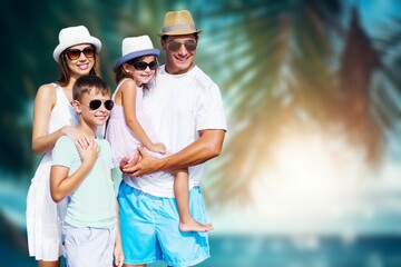 Happy family, have fun at beach in summer