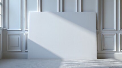 Fototapeta premium White Wall with Moldings and Sunlight.