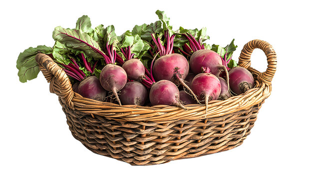 image of a basket of rootbeet isolated on transparent background