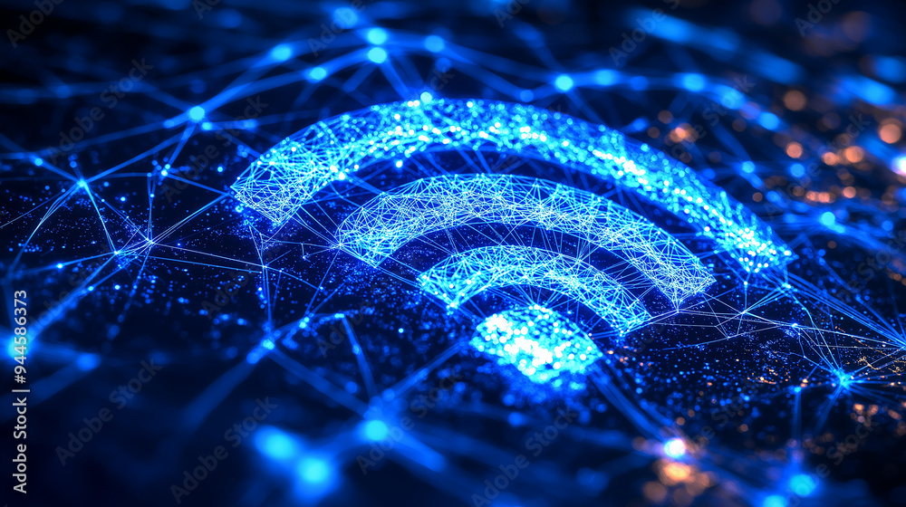 Poster Wifi symbol connecting on technological network of internet of things