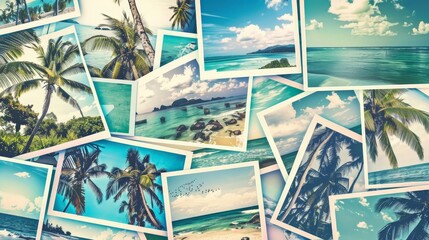 Collage of Palm Trees and Tropical Beaches.