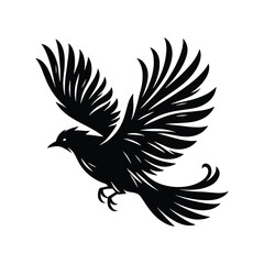 Obraz premium Simple black color flying bird silhouette on white background, bird vector icon