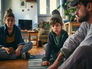 A mother, father and child are not able to resolve their problems, parenting issues and tips, help with anger, resentment, trauma, families. Themes of childhood, psychology, parenting, marriage help.