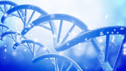 Blue DNA helix dark blue biotechnology concept.