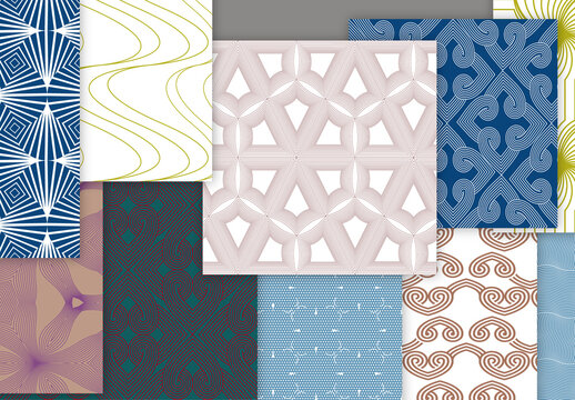 Collection of seamless geometric minimalistic patterns