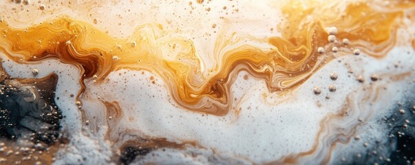 Abstract Coffee Art Swirling Hues of Cream and Brown, a Masterpiece Crafted by an Artisan, Artistic Coffee, Beverage Art