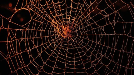 Exploring the Intricacies of Spider Webs Against a Dark Background