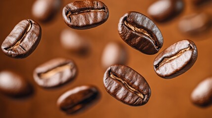Fototapeta premium Artistic capture of floating coffee beans