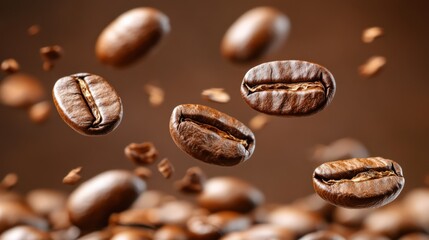 Fototapeta premium Airborne roasted coffee beans