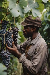 A smiling male farmer working in plantation field in farm