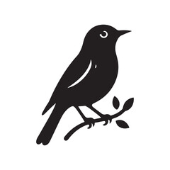 Obraz premium Bird vector icon illustration sitting on a branch or tree, bird vector, bird icon