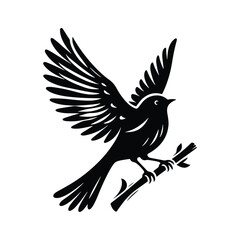 Bird vector icon illustration sitting on a branch or tree, bird vector, bird icon