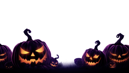 PNG Halloween pumpkins border, transparent background