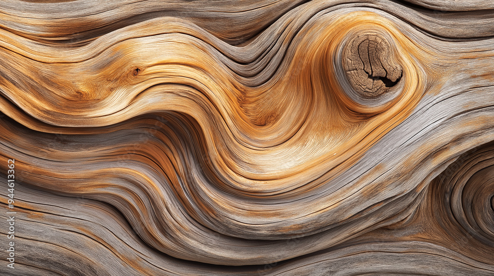 Poster abstract wood texture showing wavy grain pattern with knots