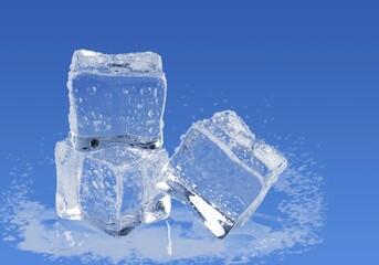 Perfect cold ice cubes on desk