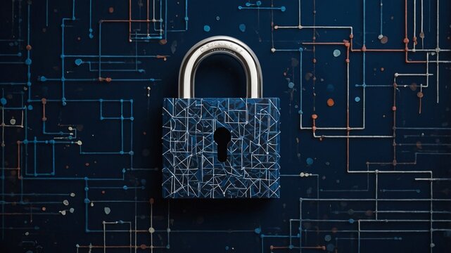 padlock on binary code background