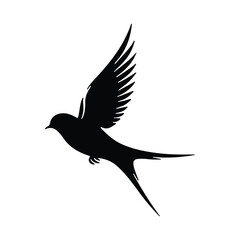 Lovebird vector icon silhouette on white background, flying bird flat vector icon, bird drawing art