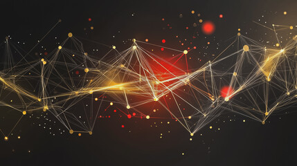 Abstract colorful business connection of lines from nodes It is connected to endless nodes and represents the innovation of communication in the network with black background