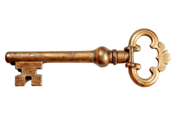Rustic Old Key Isolated on Transparent Background - Perfect for Historical Projects