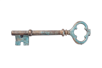 Rustic Old Key Isolated on Transparent Background - Perfect for Historical Projects