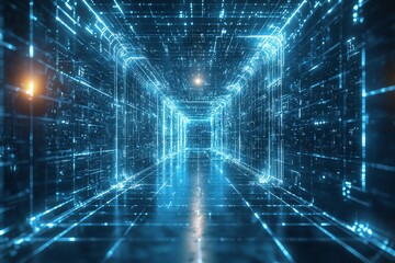 Fototapeta premium Wireframe, geometric, 3D, futuristic, abstract, technological,
