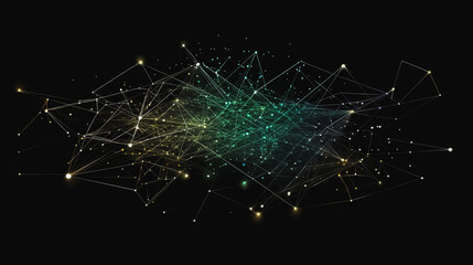 Fototapeta premium Abstract colorful business connection of lines from nodes It is connected to endless nodes and represents the innovation of communication in the network with black background