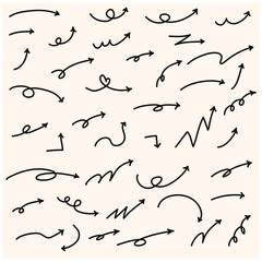 Simple Hand-Drawn Arrow Set Black Vector With illustration style doodle and line art