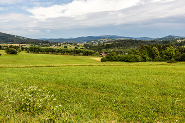 View of Czech Republic and Poland border area with Jasnowice village