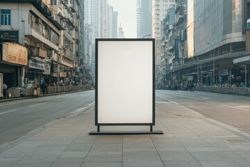 Empty street billboard mockup in a park surrounded by trees and walking paths during early afternoon with diffused natural lighting.
