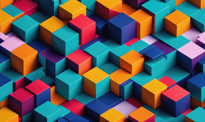 A colorful abstract pattern of cubes stacked in a seemingly random but mesmerizing order