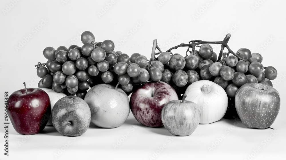 Poster Black and White Fruits with a Splash of Color.