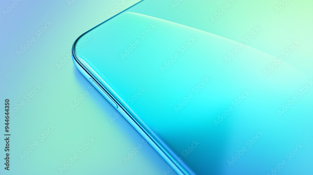 Poster modern smartphone lying on gradient background