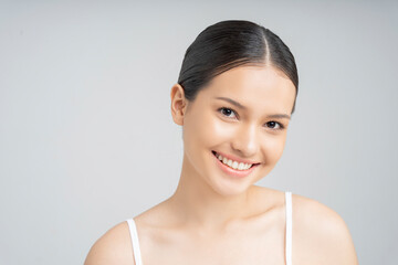 Beautiful woman asian face close up.