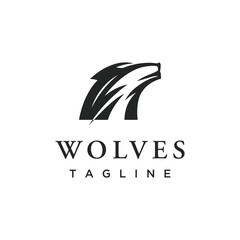 Growling wild animal wolf head silhouette logo template design.