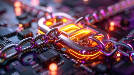 Fototapeta premium Photo-realistic blockchain financial transaction, digital wallet, secure encryption, lifelike graphics, high-definition, vivid colors