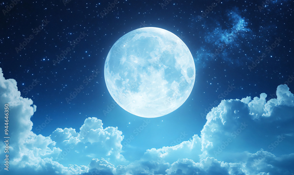 Wall mural sky with moon-generative ai