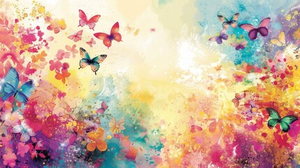 Obraz premium Vibrant Watercolor Butterfly Background.
