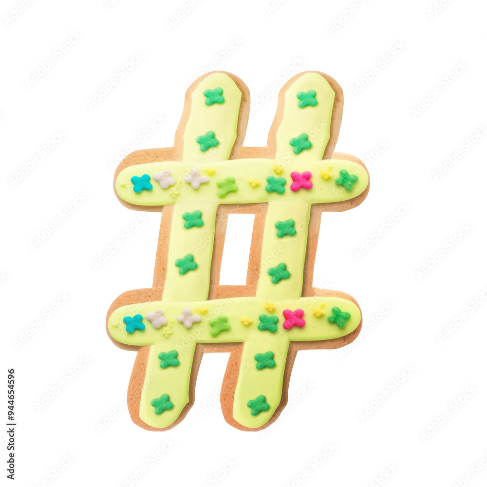 Sticker Hashtag png cookie art alphabet, transparent background