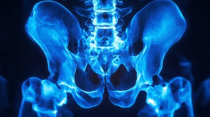 Radiographic analysis of human pelvis and spine in blue light