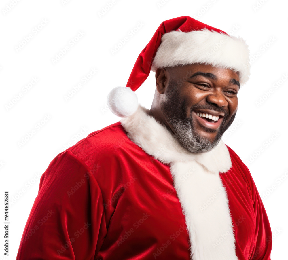 Sticker PNG African-american man wearing santa costume christmas adult white background.