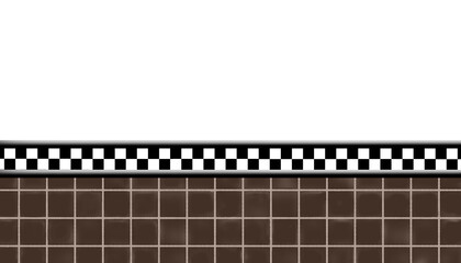 Half wall, Half wall, classic American diner restaurant or interior backgrounds, half checkered  tile wall, kitchen wall, dining  room, retro interior design, PNG, transparency