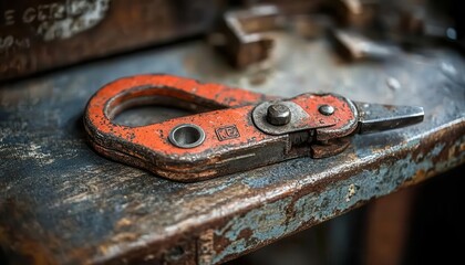 Pipe cutter on a workbench, ready for plumbing work, Practical, Bright, Detailed