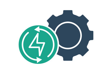 Energy efficiency icon. solid icon style. gear with lightning. icon related to efficiency. productivity elements vector illustration