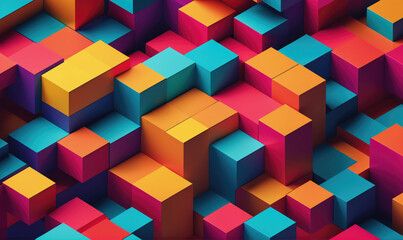 Obraz premium A colorful pattern of cubes arranged in a complex pattern