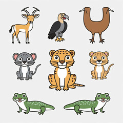Fototapeta premium Cartoon Wild Animal Characters