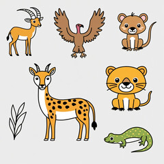 Fototapeta premium Cartoon Wild Animal Characters
