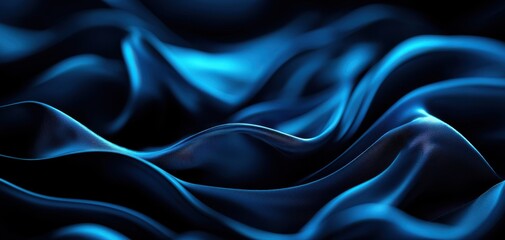 Fototapeta premium Abstract image of flowing blue fabric, creating a sense of depth and motion, perfect for backgrounds and artistic designs.