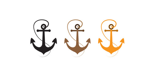 Anchor vector logo icon helm Nautical maritime boat illustration