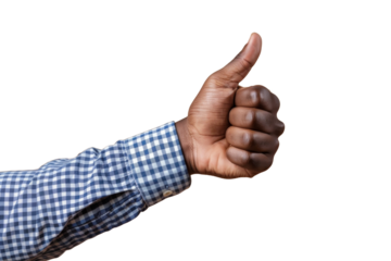 PNG Thumbs up gesture, checkered shirt