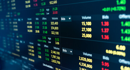 Obraz premium Stock market chart graph accounting display price digital marketing success background, growth maoney diagram management financial curreency exchange trade indicator buy sell index share price.